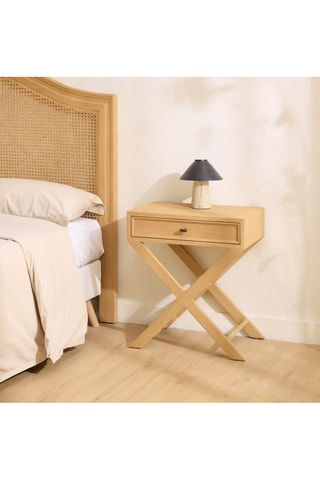 Mesilla de noche de madera de Sungkai - 1 cajón - 53 x 60,5 x 35 cm