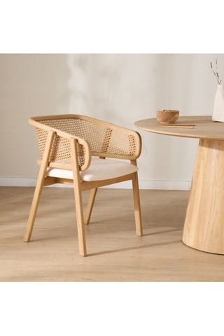 Silla de madera de Sungkai y ratán - 60,5 x 80 x 59,5 cm