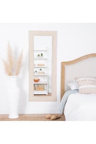 Espejo - 59 x 150 cm - Imitación madera y blanco