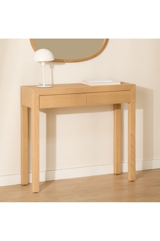 Consola de 2 cajones de madera de Sungkai - 90 x 81 x 30 cm