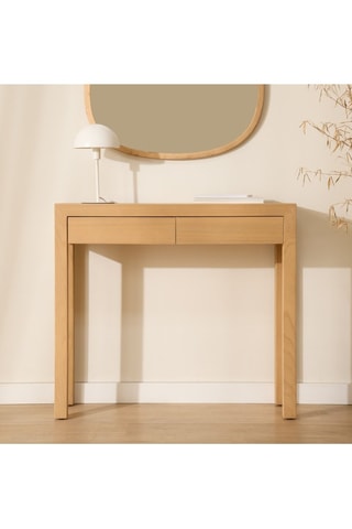 Consola de 2 cajones de madera de Sungkai - 90 x 81 x 30 cm