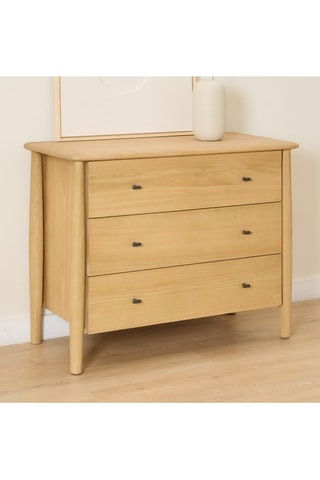 Cómoda de 3 cajones de madera de Sungkai - 100 x 79 x 45 cm