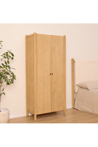 Armario de madera de Sungkai de 2 puertas - 80 x 183 x 43 cm