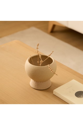 Jarrón de cerámica - 14 cm - Beige