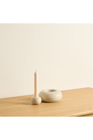 Portavelas de cerámica - 5 cm - Beige
