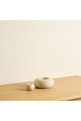 Portavelas de cerámica - 5 cm - Beige