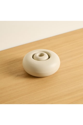 Portavelas de cerámica - 5 cm - Beige
