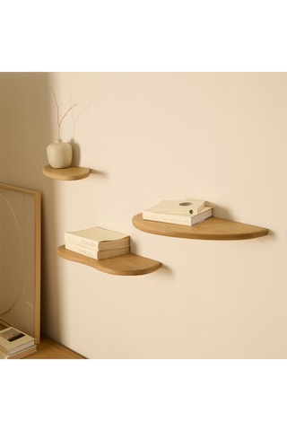 3 estantes murales de madera de Sungkai - 41 x 2,5 x 20/55 x 2,5 x 23/52 x 2,5 x 25 cm