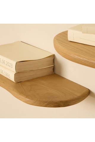 3 estantes murales de madera de Sungkai - 41 x 2,5 x 20/55 x 2,5 x 23/52 x 2,5 x 25 cm