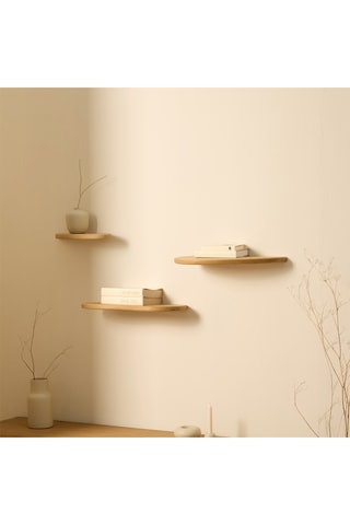 3 estantes murales de madera de Sungkai - 41 x 2,5 x 20/55 x 2,5 x 23/52 x 2,5 x 25 cm