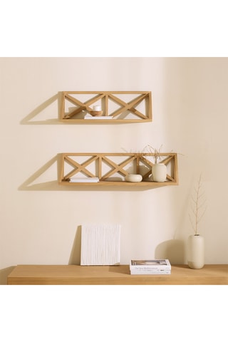 Estante mural de madera de Sungkai - 90 x 23 x 20 cm