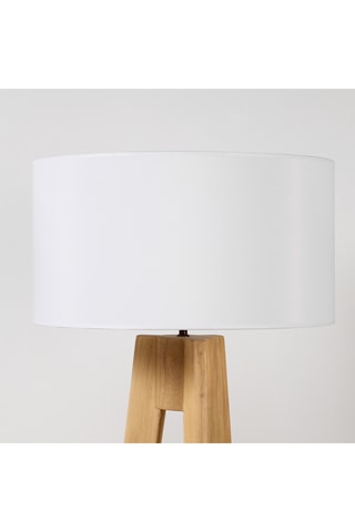 Lámpara trípode de madera de Sungkai maciza - Natural y blanco - 11 W