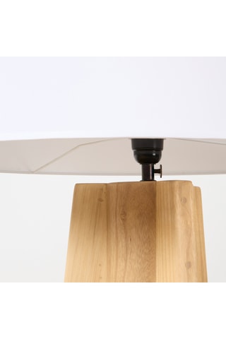 Lámpara trípode de madera de Sungkai maciza - Natural y blanco - 11 W