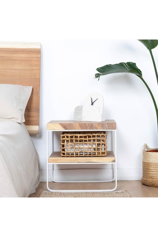 Mesilla de noche de madera de Trembesí maciza - 50 x 50 x 35 cm