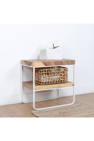 Mesilla de noche de madera de Trembesí maciza - 50 x 50 x 35 cm