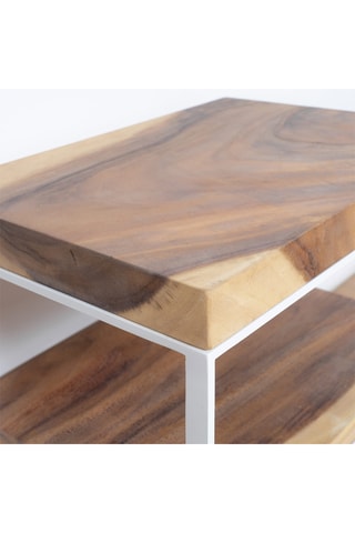 Mesilla de noche de madera de Trembesí maciza - 50 x 50 x 35 cm