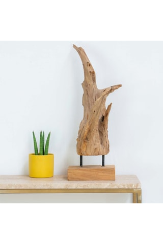 Estatua de teca - 32 x 54 x 30 cm - Natural