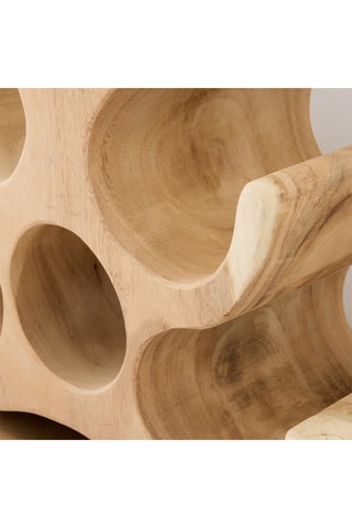 Portabotellas de madera de Trembesí maciza - 6 botellas - Natural