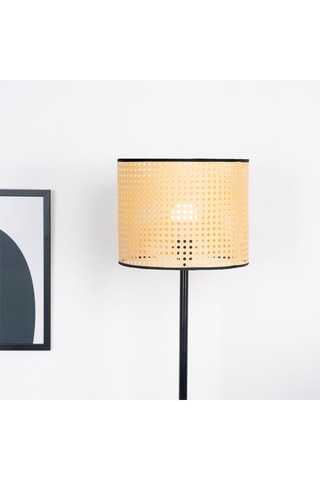 Lámpara de pie de ratán - Negro y natural - 11 W