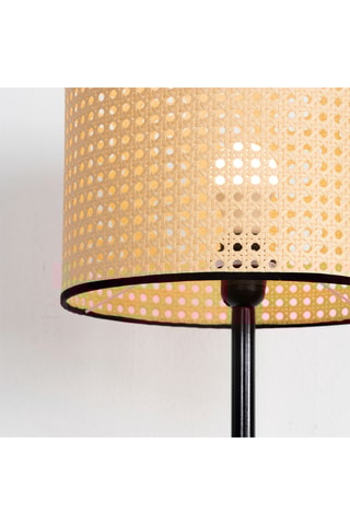 Lámpara de pie de ratán - Negro y natural - 11 W