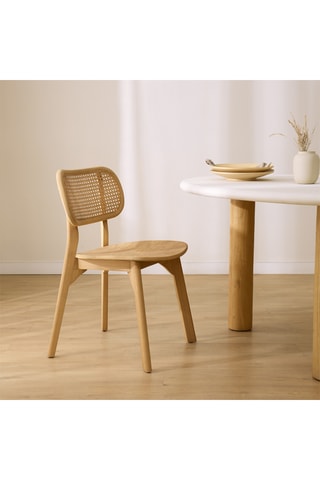 Silla de madera de Sungkai maciza y ratán - 46 x 82 x 46 cm