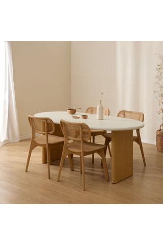 Silla de madera de Sungkai maciza y ratán - 46 x 82 x 46 cm