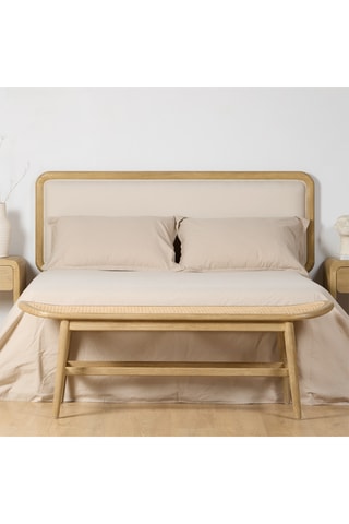 Banco de madera de Sungkai maciza y ratán - Natural