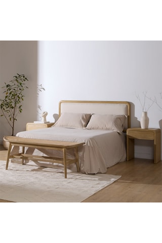 Banco de madera de Sungkai maciza y ratán - Natural