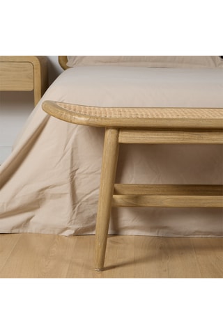 Banco de madera de Sungkai maciza y ratán - Natural