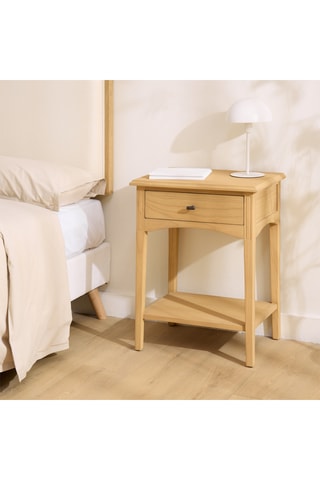 Mesilla de noche de 1 cajón de madera de Sungkai - 50,5 x 65,5 x 37 cm