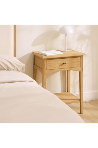 Mesilla de noche de 1 cajón de madera de Sungkai - 50,5 x 65,5 x 37 cm