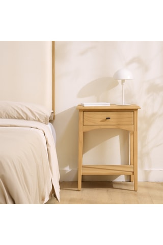 Mesilla de noche de 1 cajón de madera de Sungkai - 50,5 x 65,5 x 37 cm