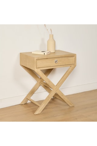 Mesilla de noche de 1 cajón de madera de Sungkai - 53 x 60,5 x 35 cm