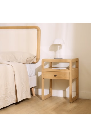 Mesilla de noche 1 cajón de madera de Sungkai maciza - 45 x 60 x 36 cm