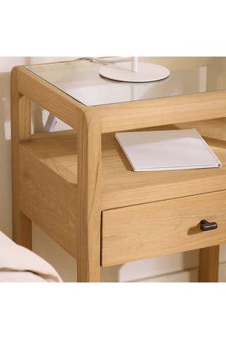 Mesilla de noche 1 cajón de madera de Sungkai maciza - 45 x 60 x 36 cm