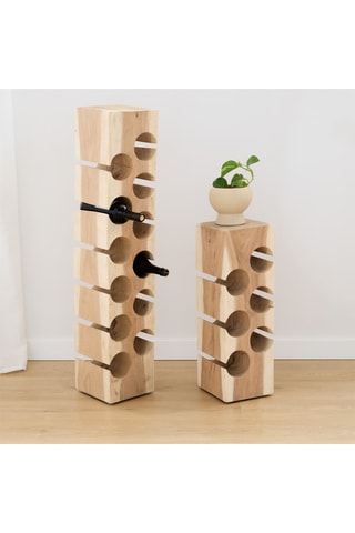 Portabotellas de madera de Trembesí maciza - 6 botellas - 21 x 60 x 21 cm