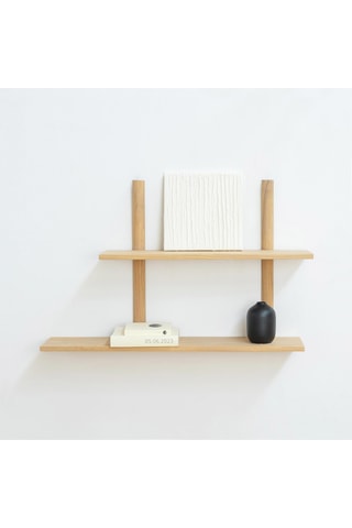 Estante mural 2 niveles de madera de Sungkai maciza - 97 x 63 x 20 cm