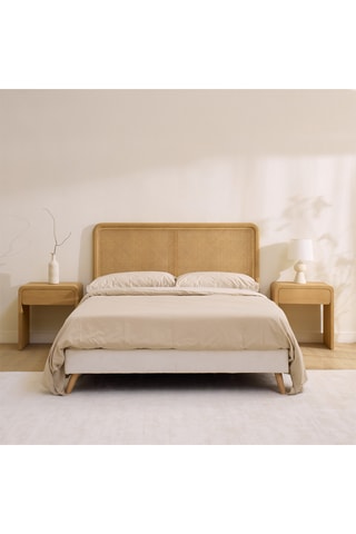 Cabecero de madera de Sungkai maciza y ratán - 160 x 116 x 4,5 cm