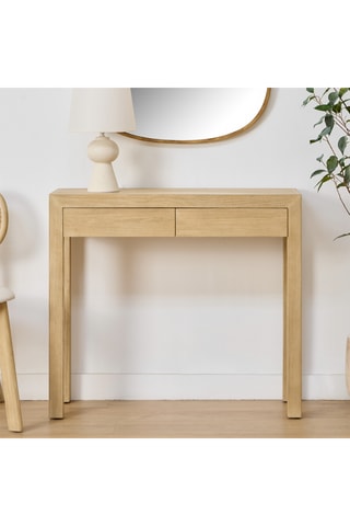 Consola 2 cajones de madera de Sungkai maciza - 90 x 81 x 30 cm