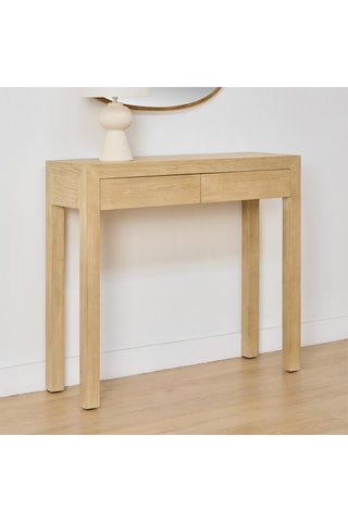 Consola 2 cajones de madera de Sungkai maciza - 90 x 81 x 30 cm