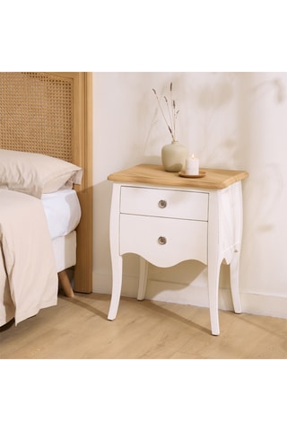 Mesilla mural de noche 2 cajones de madera de Sungkai - 52 x 64,5 x 36,5 cm