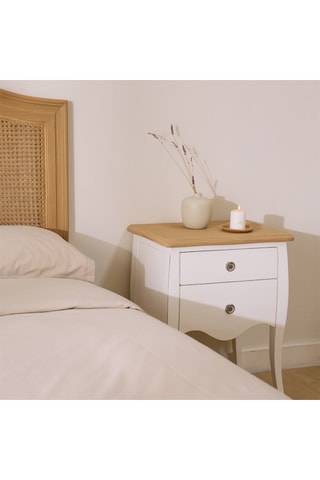 Mesilla mural de noche 2 cajones de madera de Sungkai - 52 x 64,5 x 36,5 cm