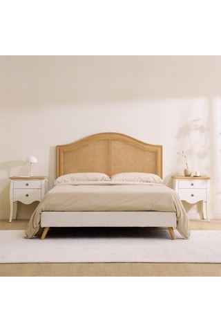 Mesilla mural de noche 2 cajones de madera de Sungkai - 52 x 64,5 x 36,5 cm