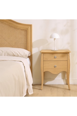 Mesilla mural de noche 2 cajones de madera de Sungkai - 52 x 64,5 x 36,5 cm