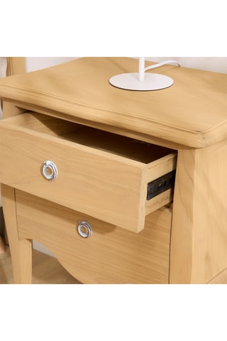 Mesilla mural de noche 2 cajones de madera de Sungkai - 52 x 64,5 x 36,5 cm