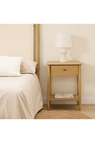 Mesilla de noche de 1 cajón de madera de Sungkai - 50 x 58 x 35 cm