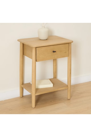 Mesilla de noche de 1 cajón de madera de Sungkai - 50 x 58 x 35 cm