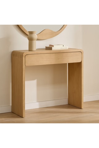 Consola 1 cajón de madera de Sungkai maciza - 90 x 80 x 35 cm