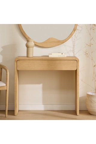 Consola 1 cajón de madera de Sungkai maciza - 90 x 80 x 35 cm