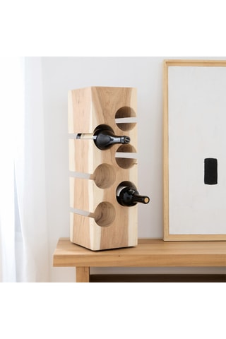 Portabotellas de madera de Trembesí - 6 botellas - 21 x 100 x 21 cm